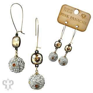 Crystal mesh floral pattern dangle earring with Austrian crystal