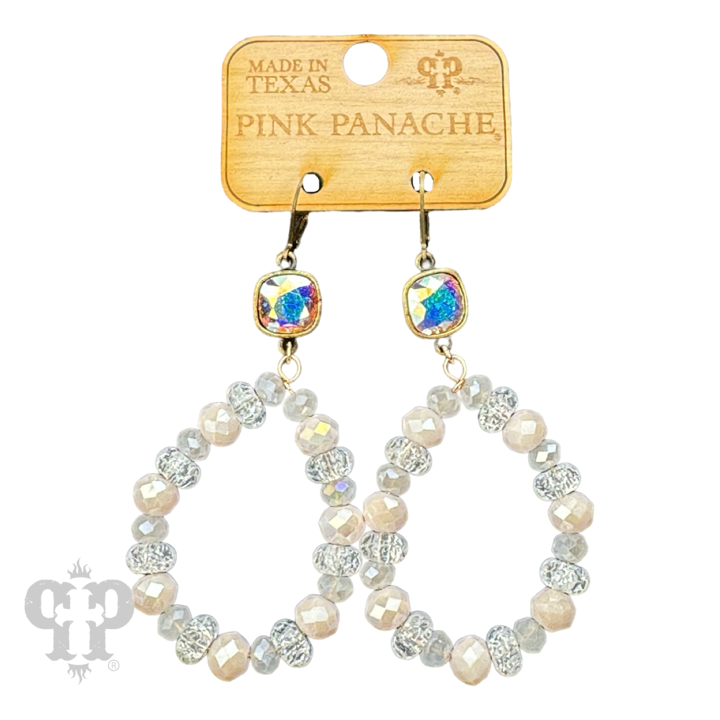 Faceted crystal beaded teardrop dangle earring with Austrian crystal