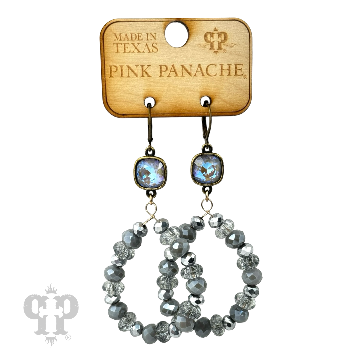 Faceted crystal beaded teardrop dangle earring with Austrian crystal