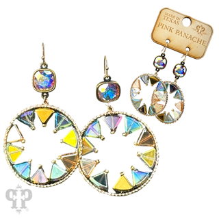 Triangle bead circular dangle earring with Austrian crystal