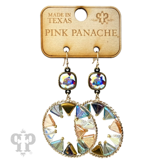 Triangle bead circular dangle earring with Austrian crystal