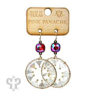 Triangle bead circular dangle earring with Austrian crystal