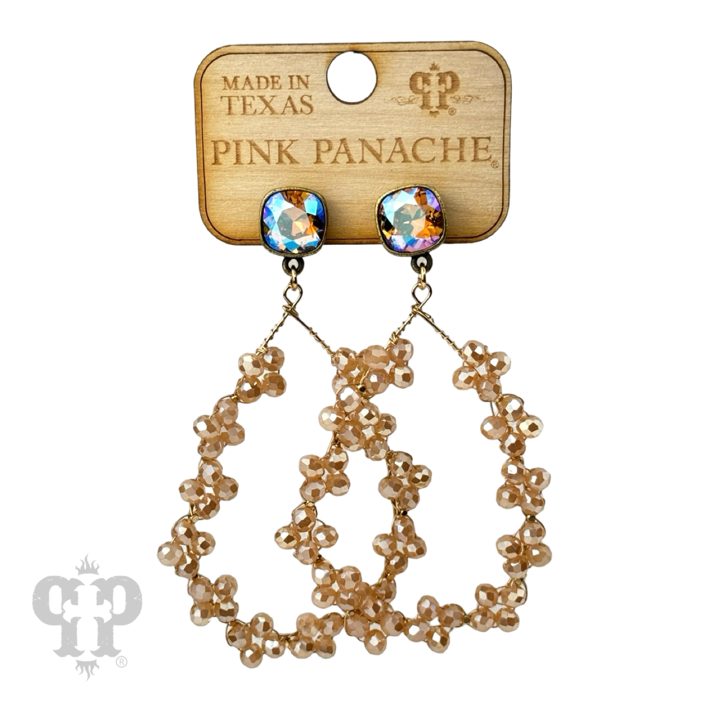 Floral wire wrapped bead teardrop dangle earring with Austrian crystal