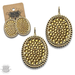 Rhinestone filled oval earring