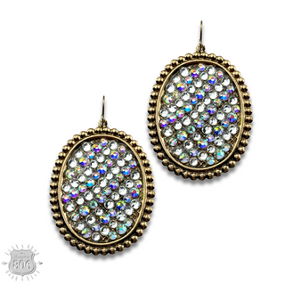 Rhinestone filled oval earring