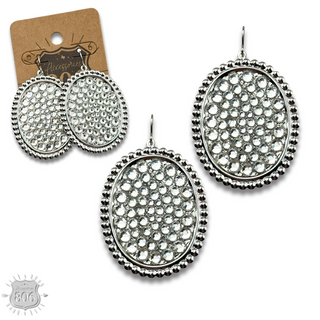 Rhinestone filled oval earring