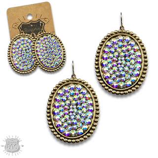 Rhinestone filled oval earring