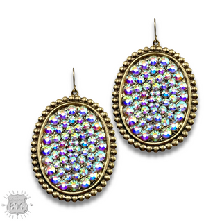 Rhinestone filled oval earring