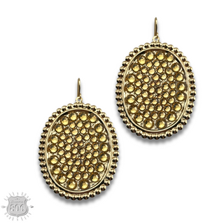 Rhinestone filled oval earring