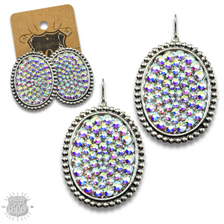 Rhinestone filled oval earring