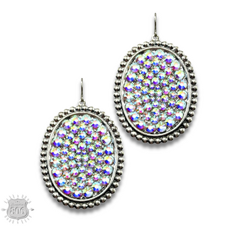 Rhinestone filled oval earring