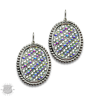 Rhinestone filled oval earring