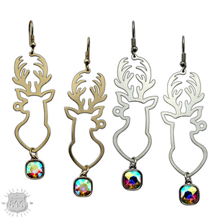 Rhinestone drop reindeer earring