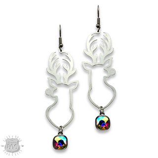 Rhinestone drop reindeer earring