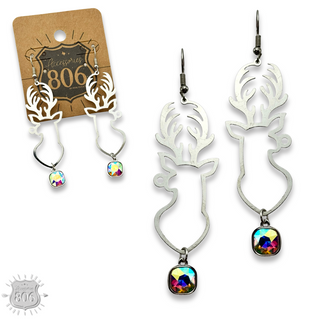 Rhinestone drop reindeer earring