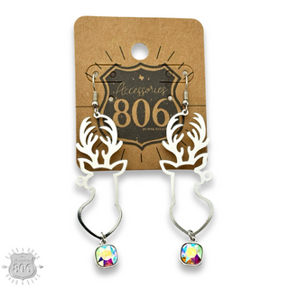 Rhinestone drop reindeer earring