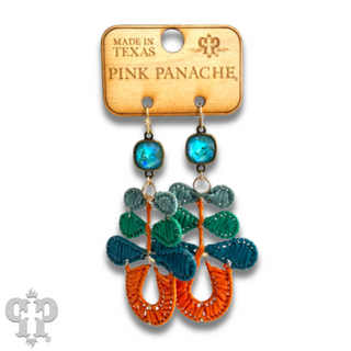 Three bow raffia dangle earring, Austrian crystal