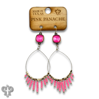 Faceted saucer bead fringe on teardrop earring, Austrian crystal