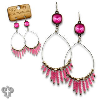 Faceted saucer bead fringe on teardrop earring, Austrian crystal