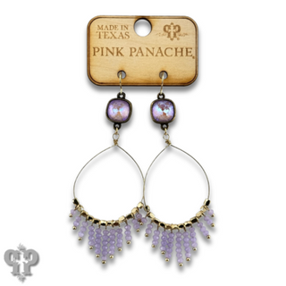 Faceted saucer bead fringe on teardrop earring, Austrian crystal