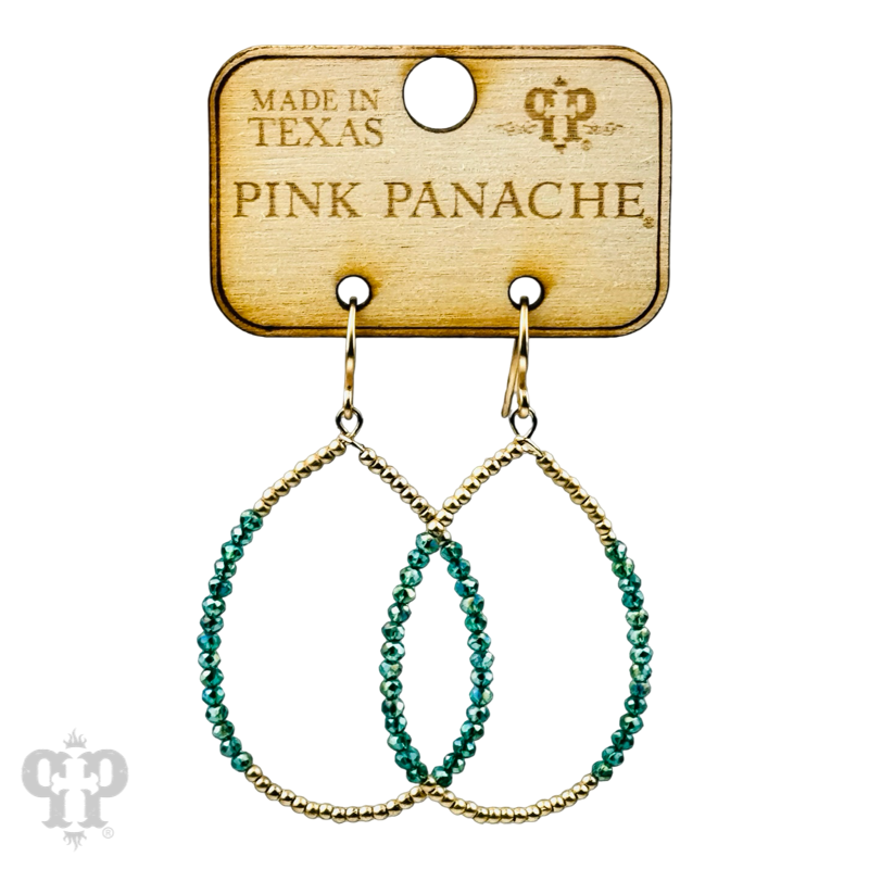 Faceted and round color bead teardrop earrings