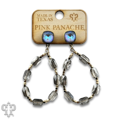 Faceted rectangle bead teardrop earring with Austrian crystal