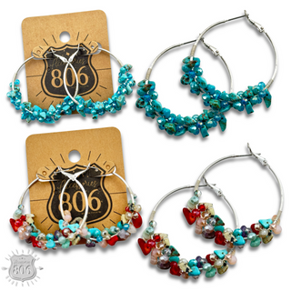 Stone chip hoop earring