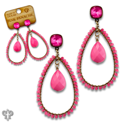 Faceted bead teardrop charm earring with Austrian crystal