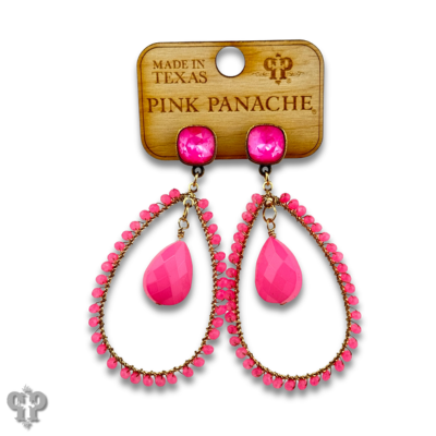 Faceted bead teardrop charm earring with Austrian crystal