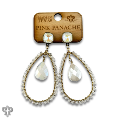 Faceted bead teardrop charm earring with Austrian crystal