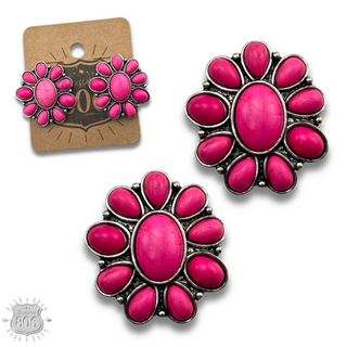 Western stone flower post earring, last call