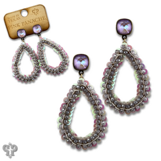 Sequin and faceted bead teardrop earring with Austrian crystal