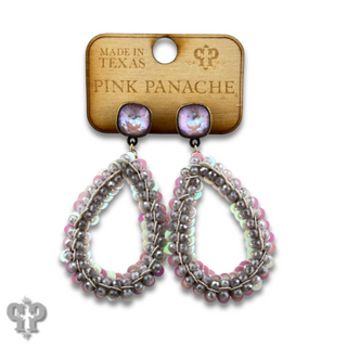 Sequin and faceted bead teardrop earring with Austrian crystal