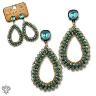 Sequin and faceted bead teardrop earring with Austrian crystal
