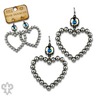 Pearl open heart earring with Austrian crystal