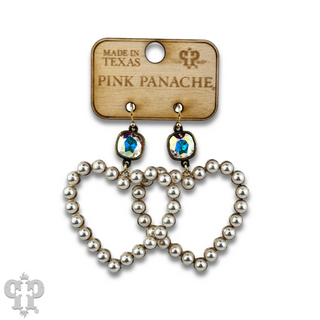 Pearl open heart earring with Austrian crystal