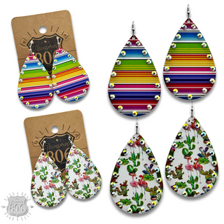 Rhinestone rim metal teardrop earring