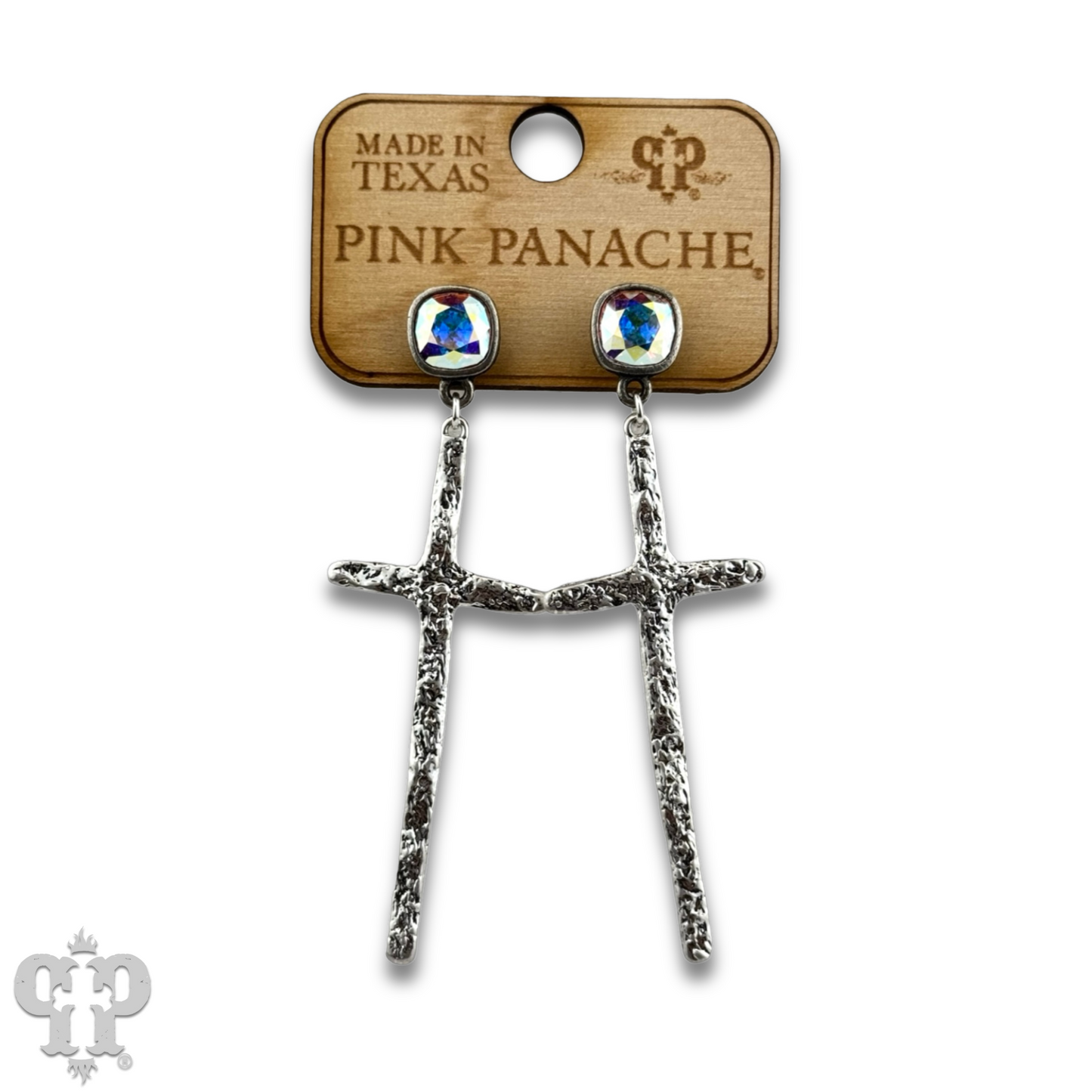 Foil cross earring with Austrian crystal