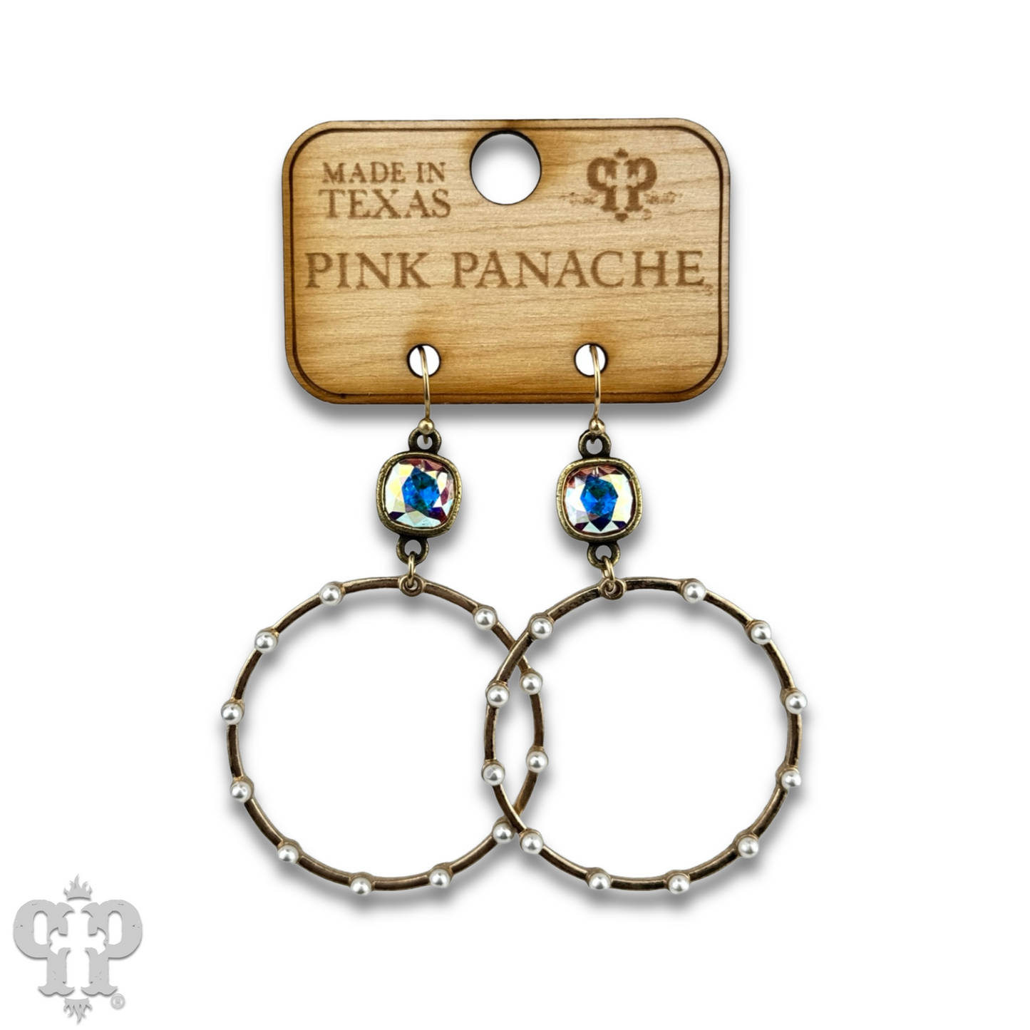 Pearl stud circle earring with Austrian crystal