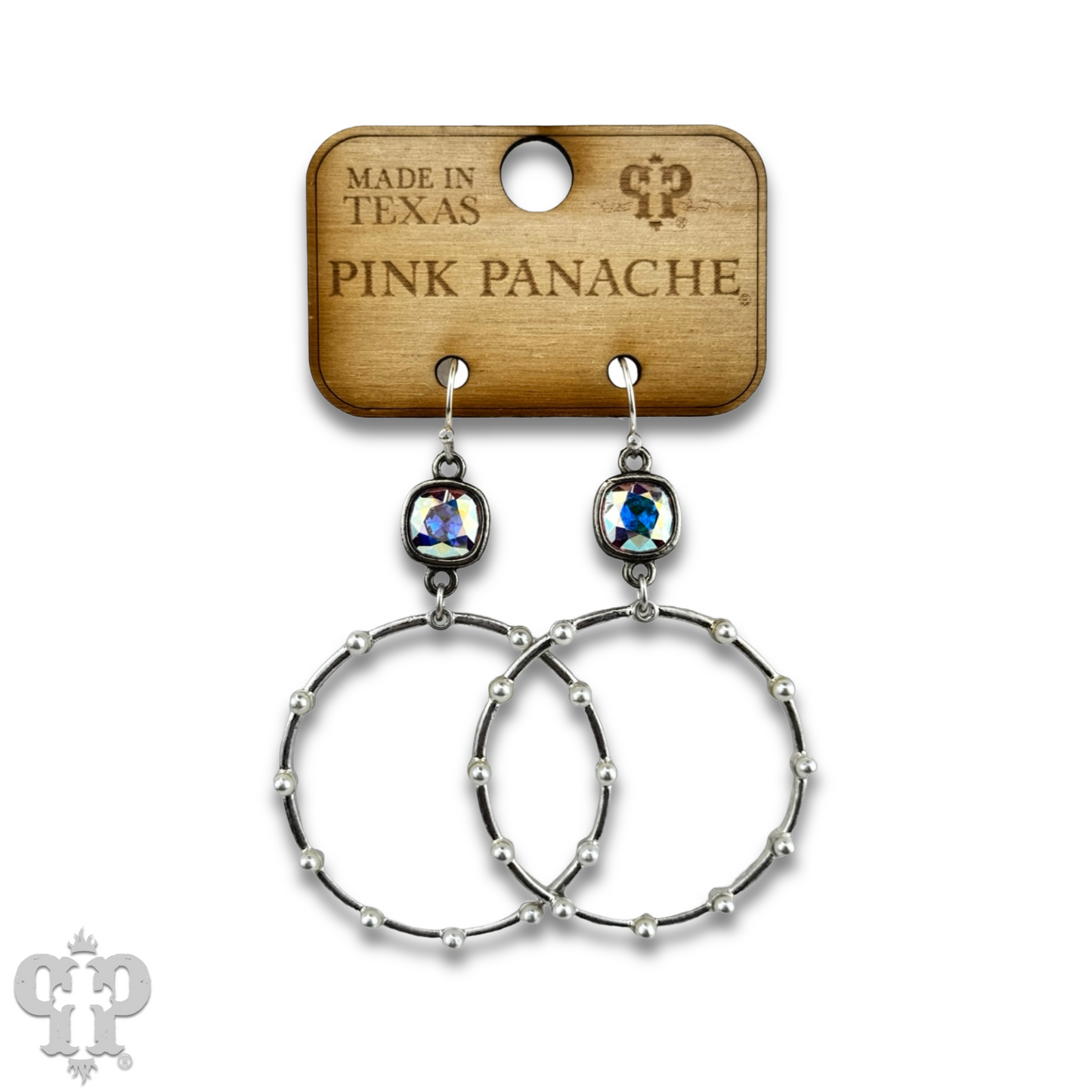 Pearl stud circle earring with Austrian crystal