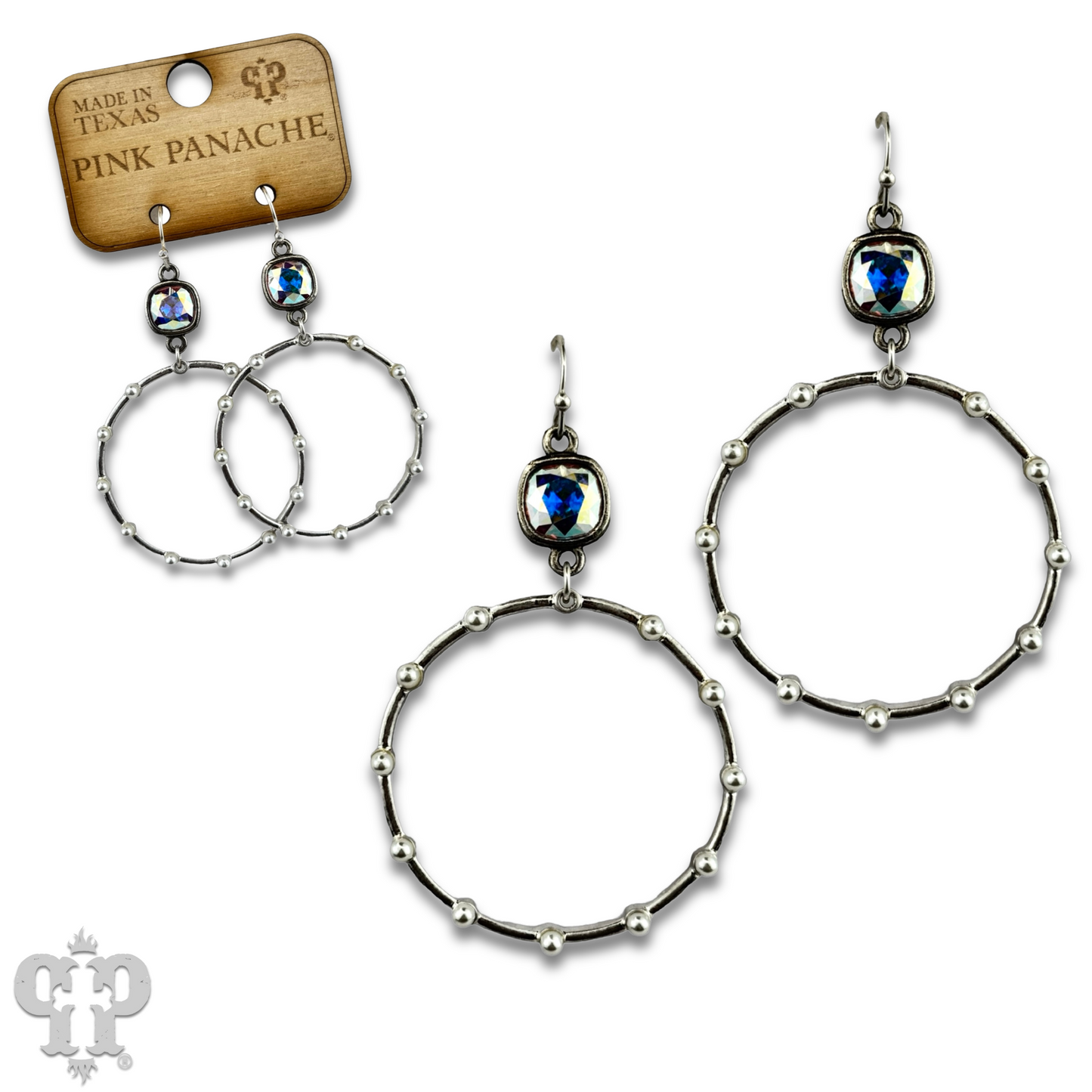 Pearl stud circle earring with Austrian crystal