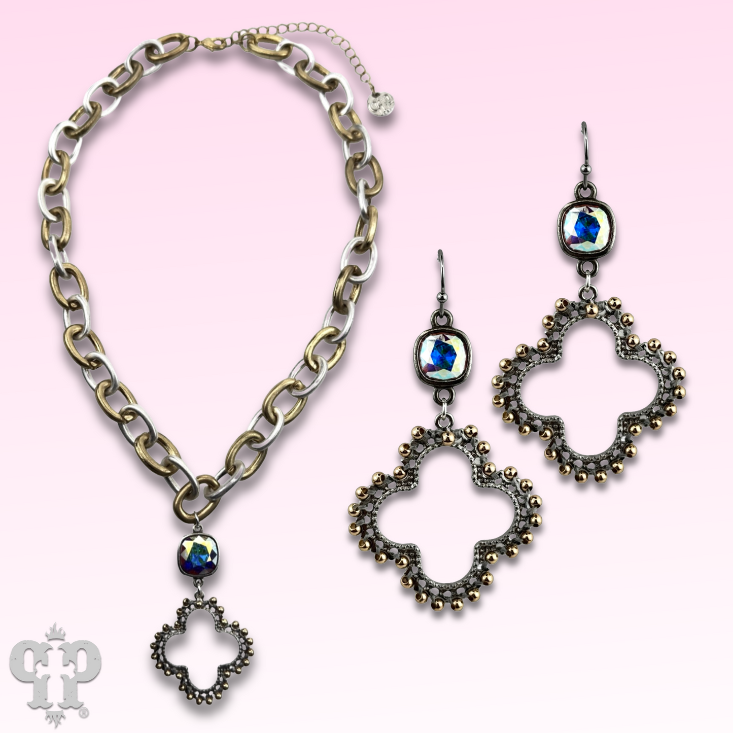 Clover cross earring with Austrian crystal