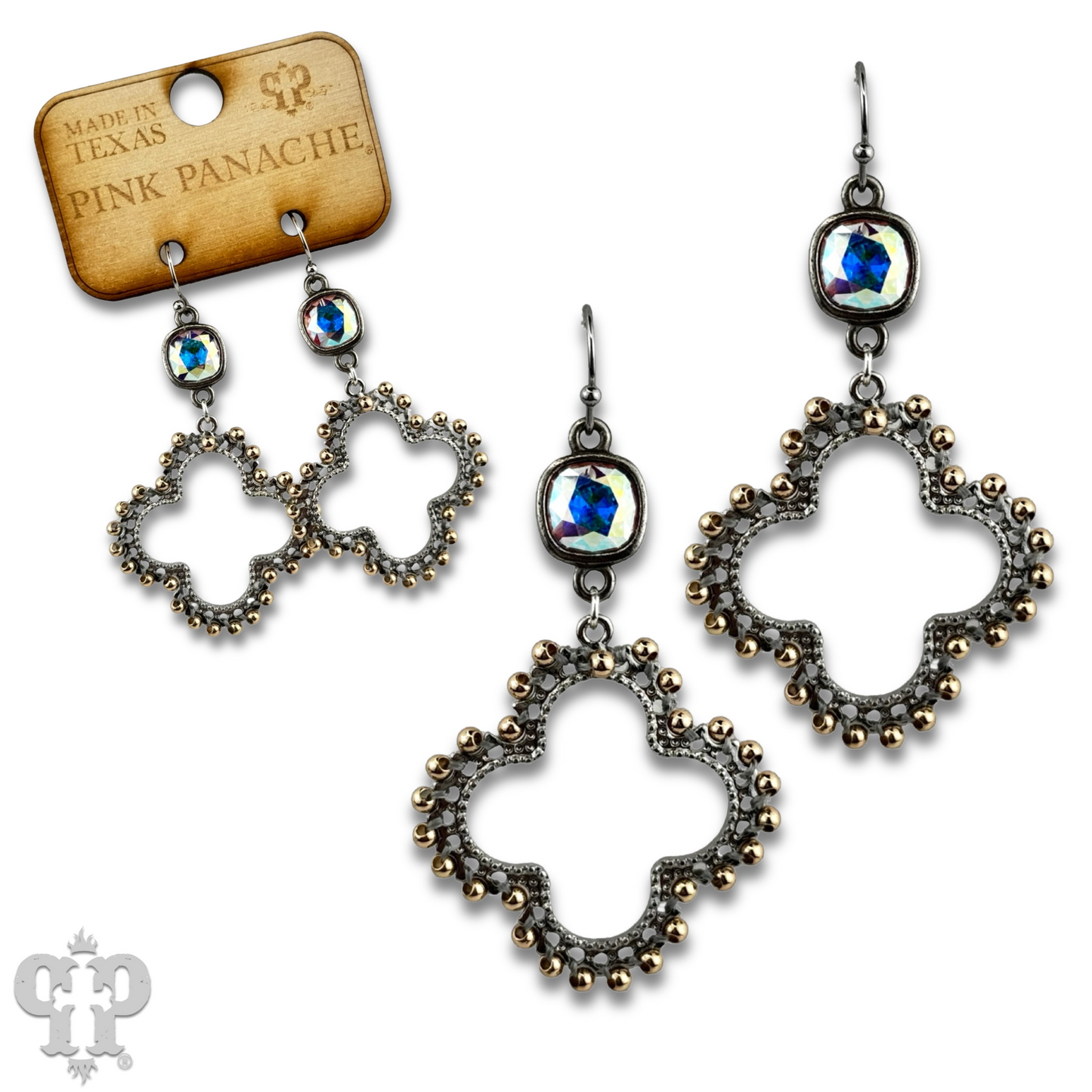 Clover cross earring with Austrian crystal
