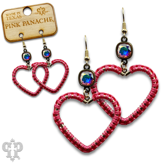 Wrapped heart earring with Austrian crystal