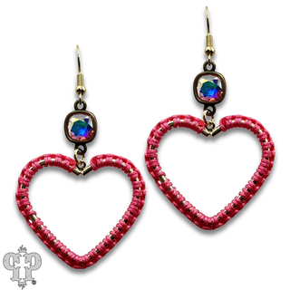 Wrapped heart earring with Austrian crystal