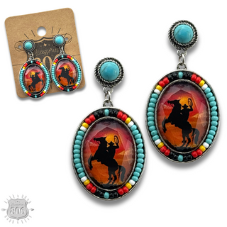 Small oval seed bead earring