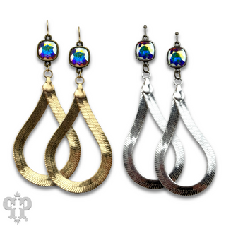 Snake chain teardrop earring with Austrian crystal