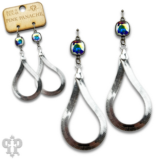 Snake chain teardrop earring with Austrian crystal