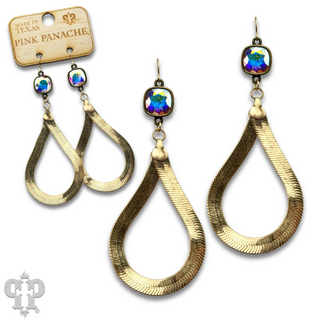 Snake chain teardrop earring with Austrian crystal