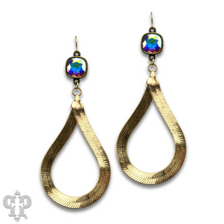 Snake chain teardrop earring with Austrian crystal
